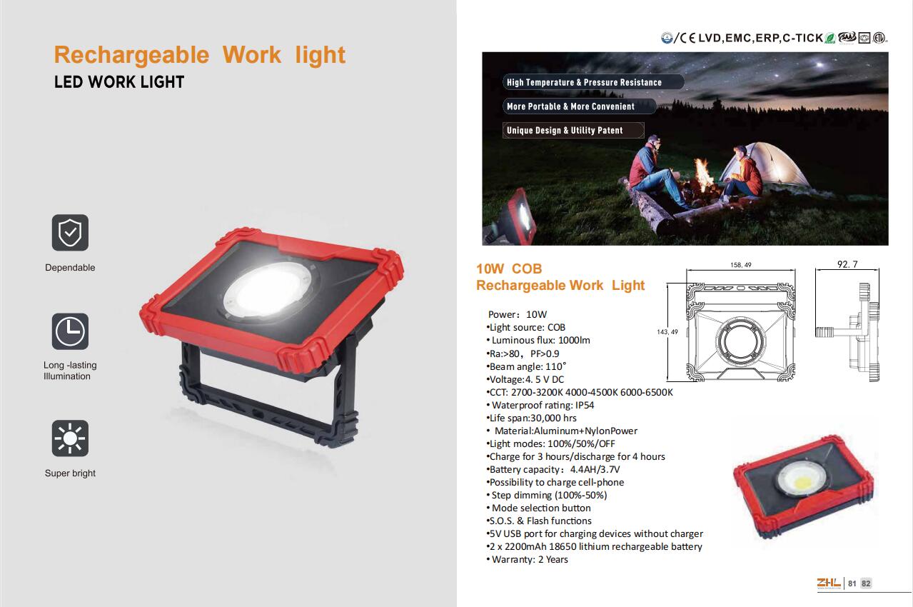 COB rechargeable work light