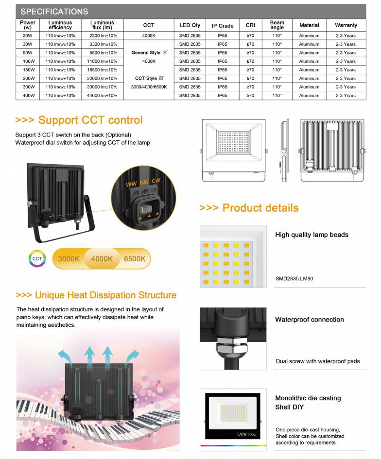 Flood light specification